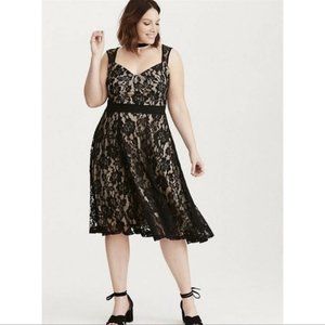 Torrid | Black Lace Bustier Sleeveless Midi Dress